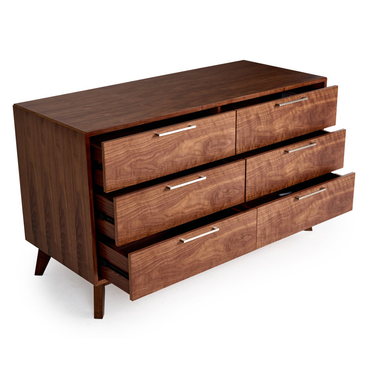 Walnut Veneer Mid-Century Modern Double Dresser