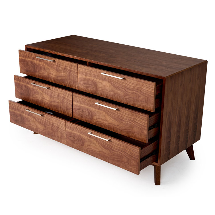Walnut Veneer Mid-Century Modern Double Dresser