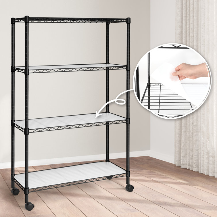 Silver 4-Tier Adjustable Metal Wire Shelving Unit with Wheels