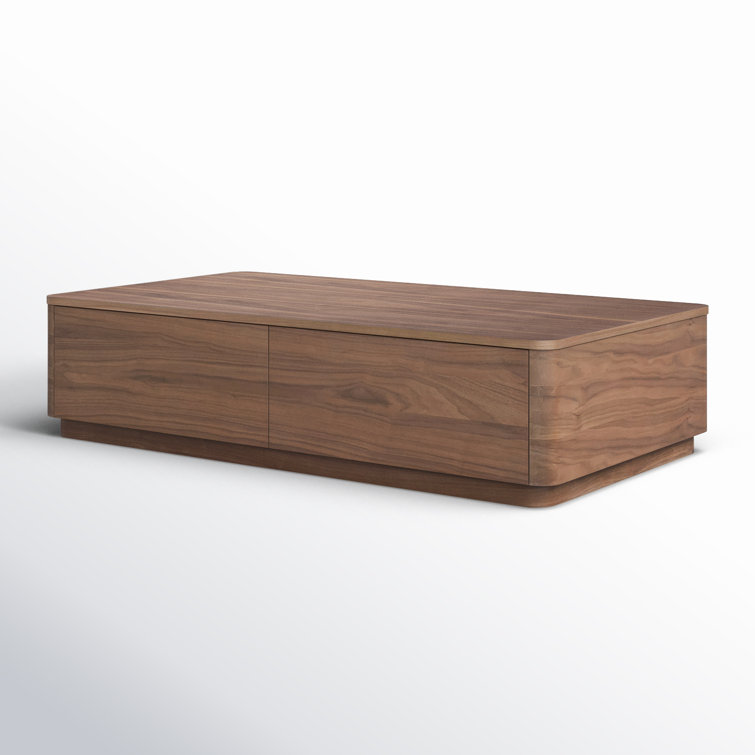 Walnut Rectangular Wood Coffee Table with Storage
