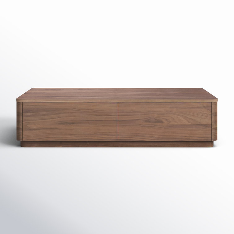 Walnut Rectangular Wood Coffee Table with Storage