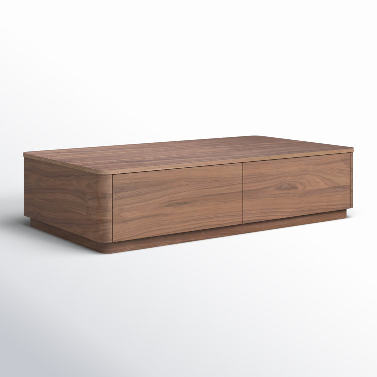 Walnut Rectangular Wood Coffee Table with Storage