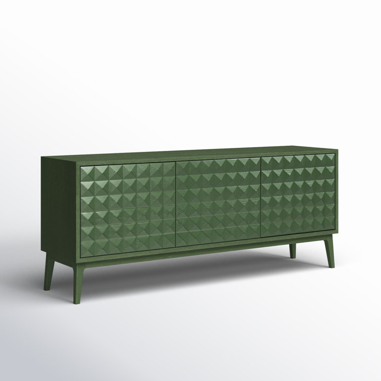 Abbie Aloe Green Mid-Century Modern Sideboard with Pyramid Wood Facade