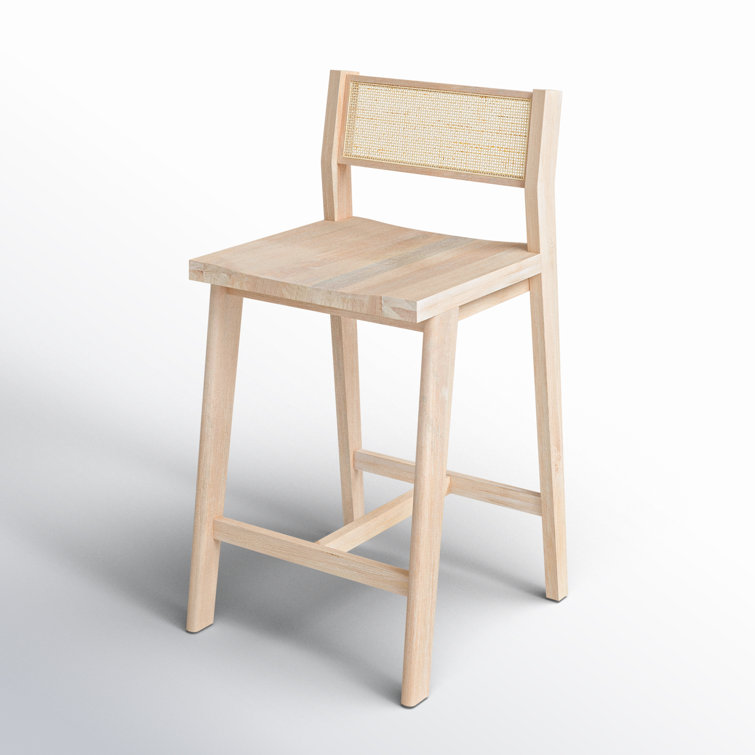 Clarita 19.5" White Wash Mango Wood & Cane Counter Stool