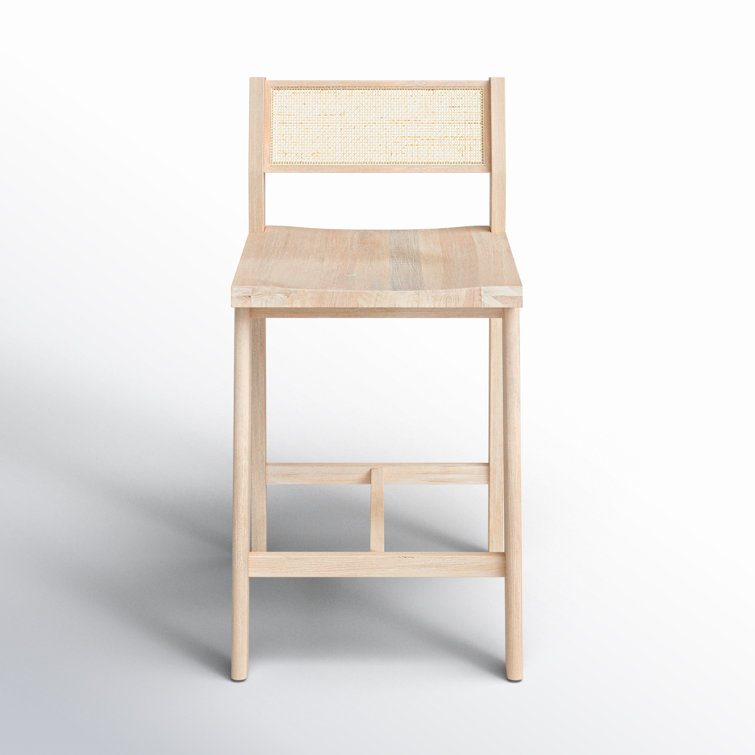 Clarita 19.5" White Wash Mango Wood & Cane Counter Stool