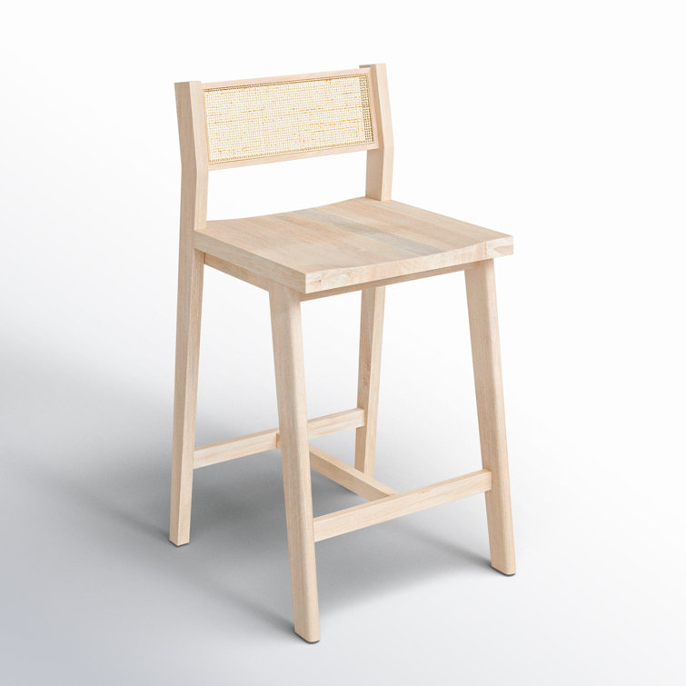 Clarita 19.5" White Wash Mango Wood & Cane Counter Stool