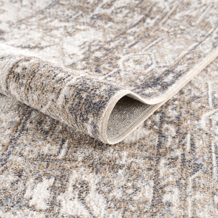 Herae Beige and Cream Washable Oriental Area Rug 9'2" x 12'