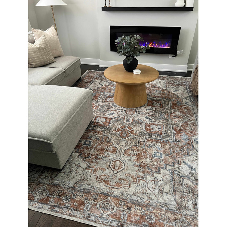 Herae Beige and Cream Washable Oriental Area Rug 9'2" x 12'