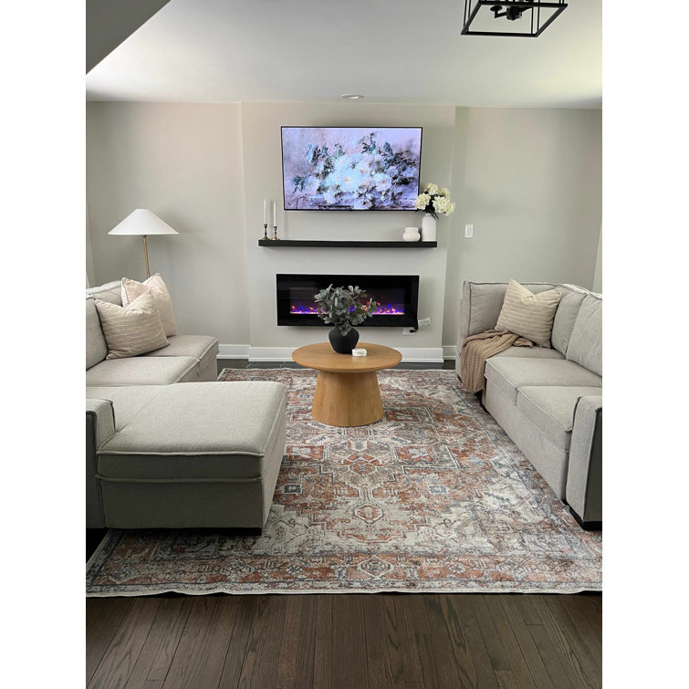 Herae Beige and Cream Washable Oriental Area Rug 9'2" x 12'