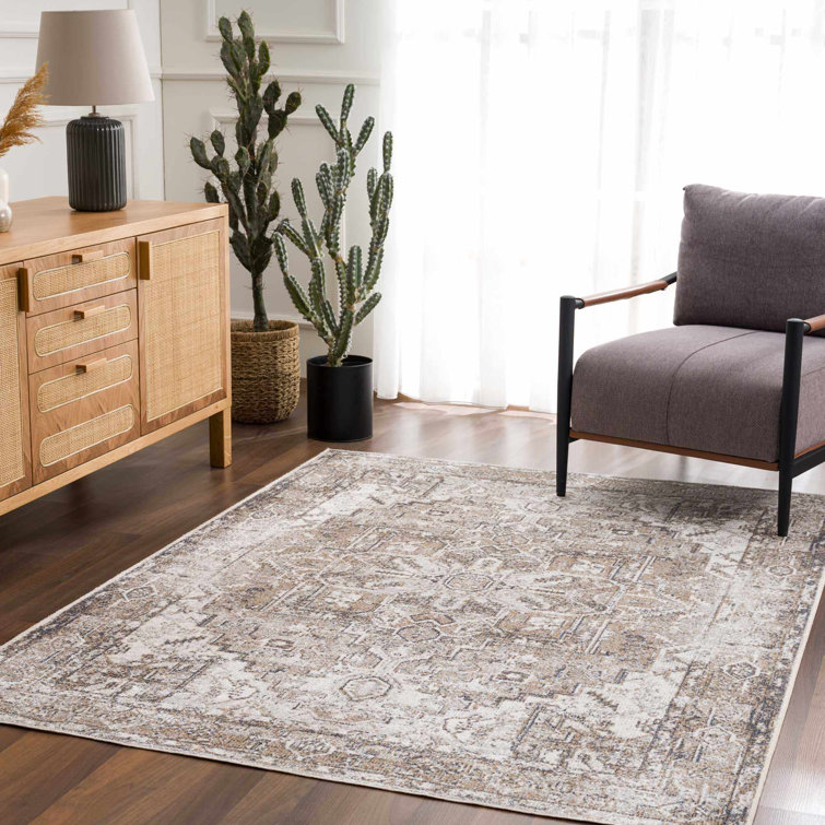Herae Beige and Cream Washable Oriental Area Rug 9'2" x 12'