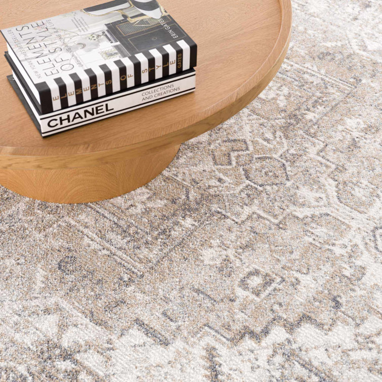 Herae Beige and Cream Washable Oriental Area Rug 9'2" x 12'
