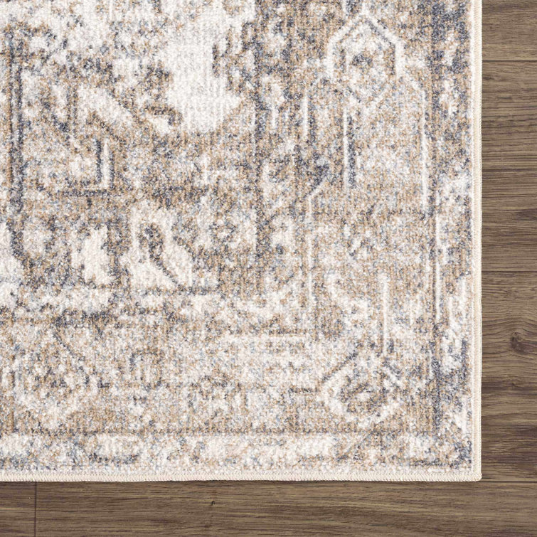 Herae Beige and Cream Washable Oriental Area Rug 9'2" x 12'