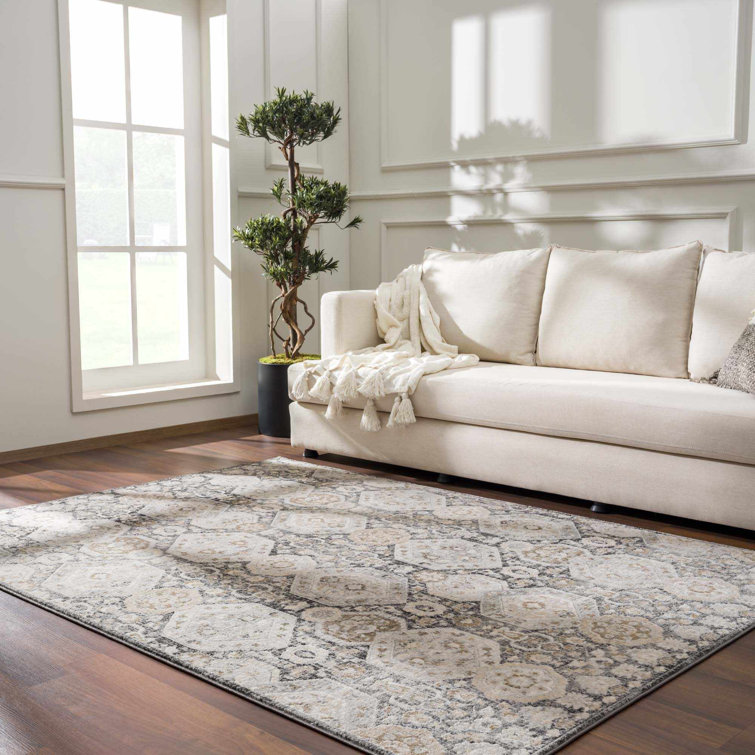 Orizaba Reversible Black Synthetic 5'3" x 7'3" Geometric Rug
