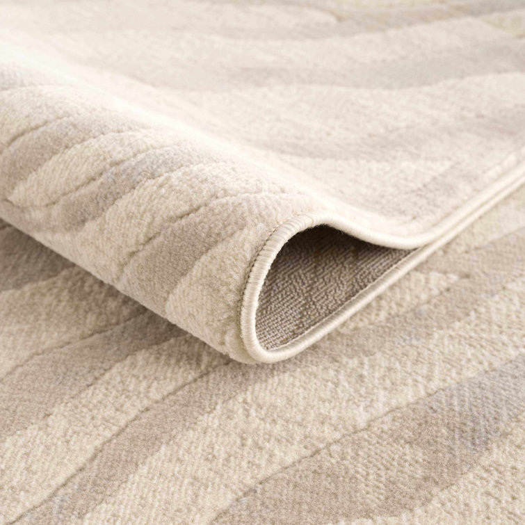 Light Gray and Taupe Zebra Print Synthetic Area Rug 2' x 3'