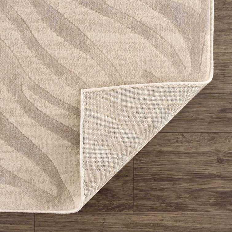 Light Gray and Taupe Zebra Print Synthetic Area Rug 2' x 3'
