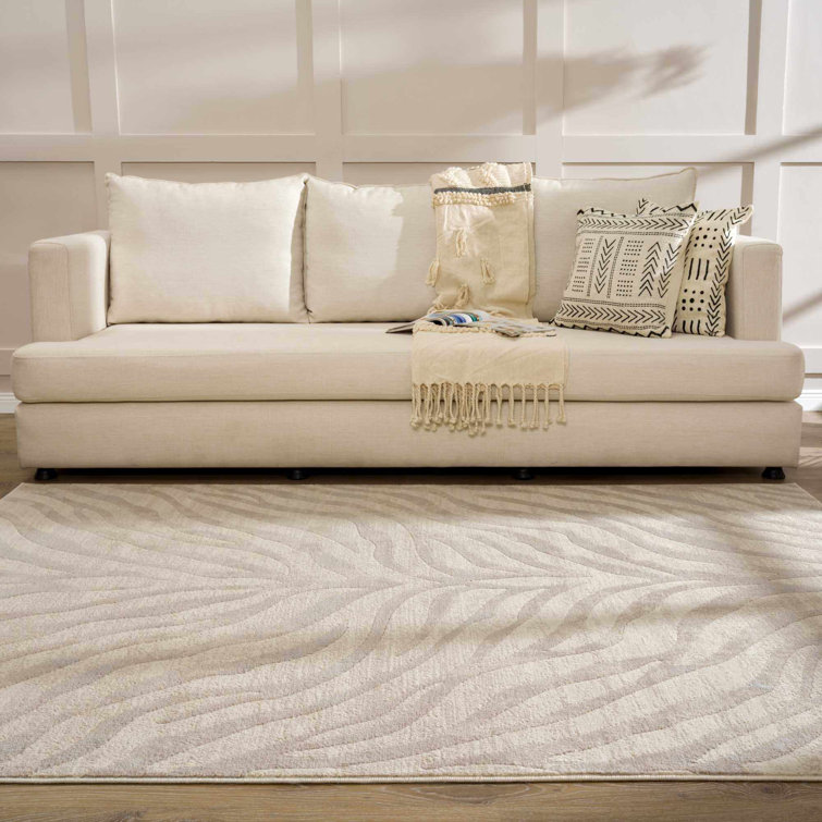 Light Gray and Taupe Zebra Print Synthetic Area Rug 2' x 3'