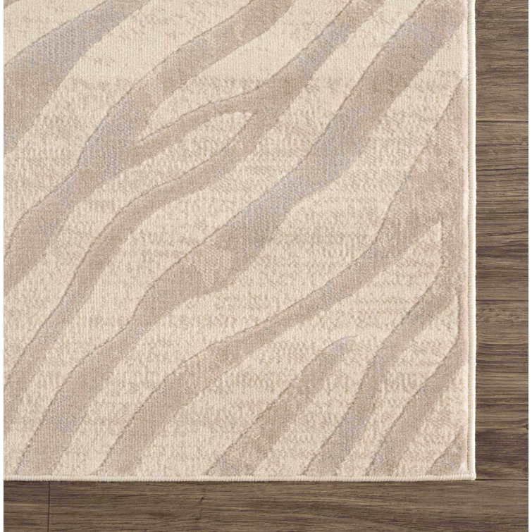 Light Gray and Taupe Zebra Print Synthetic Area Rug 2' x 3'