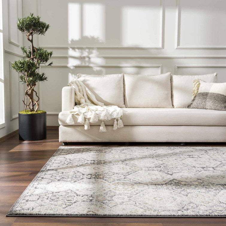 Orizaba Reversible Black Synthetic 5'3" x 7'3" Geometric Rug