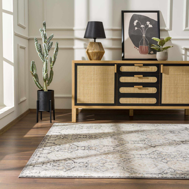Orizaba Reversible Black Synthetic 5'3" x 7'3" Geometric Rug