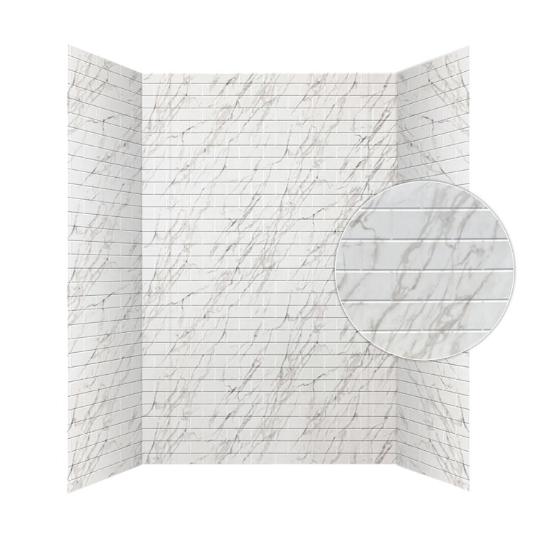 Marble Subway Tile PVC Tub and Shower Wall Panels