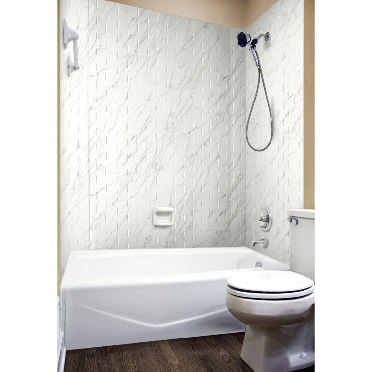 Marble Subway Tile PVC Tub and Shower Wall Panels
