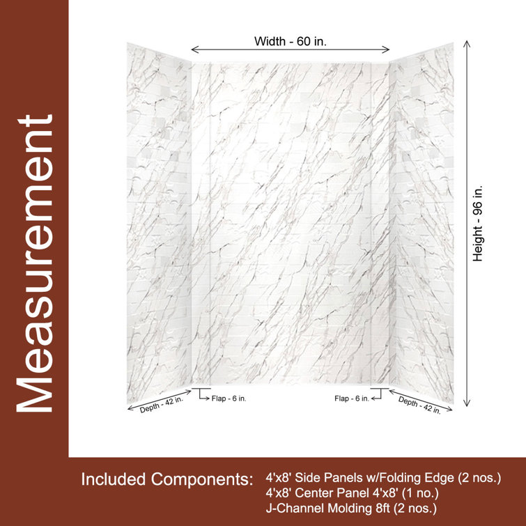 Versa Tile Marble PVC Glue-Up Tub and Shower Wall Panels