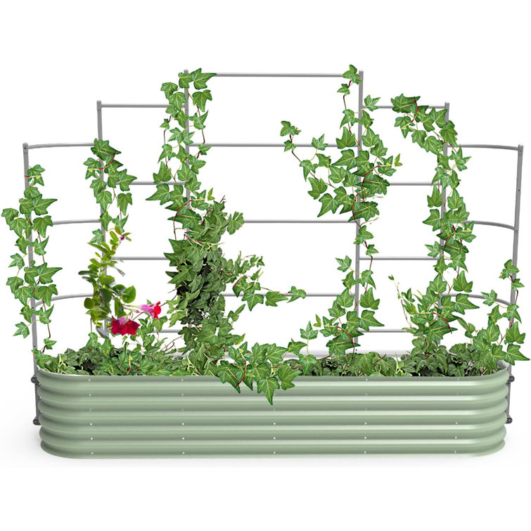 Gray Powder-Coated Metal Modular Garden Wall Trellis