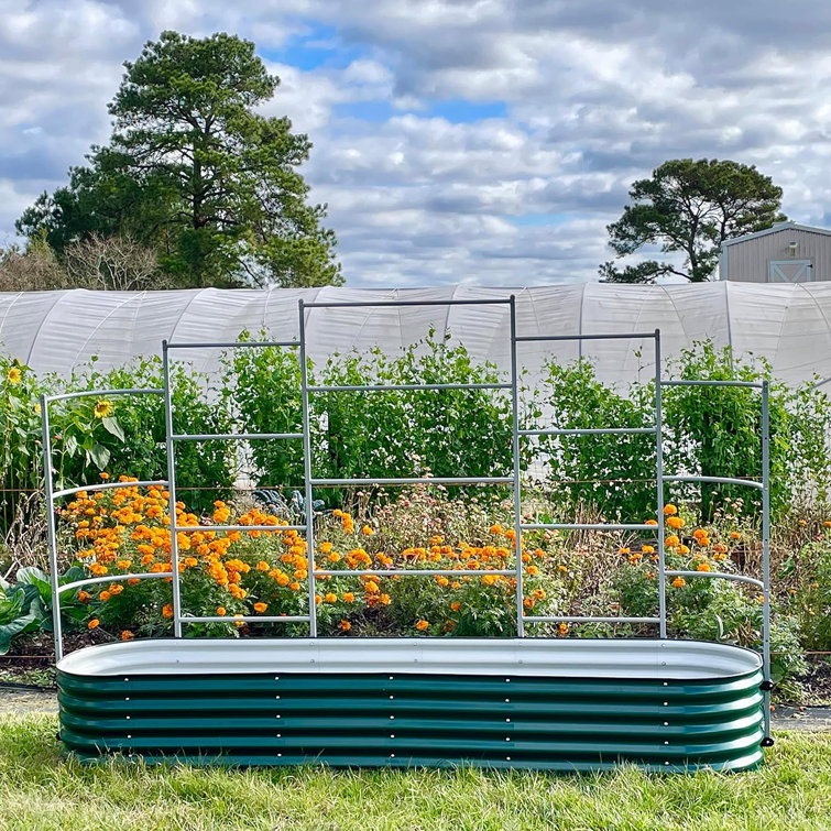 Gray Powder-Coated Metal Modular Garden Wall Trellis