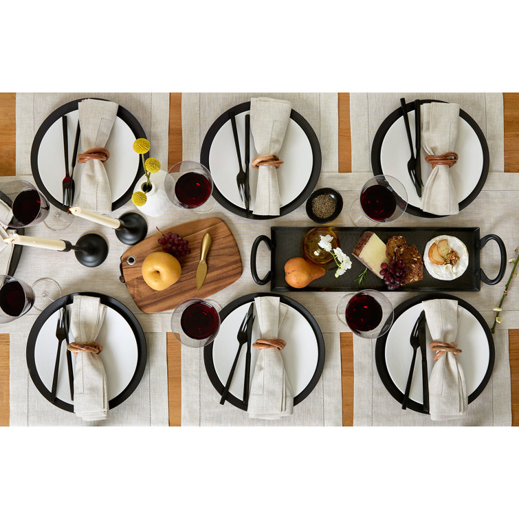Light Natural Linen Hemstitch Table Runner 36" x 14"