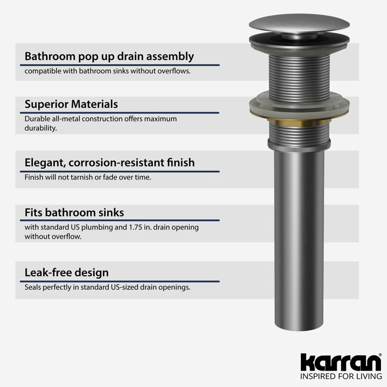 Stainless Steel Pop-Up Bathroom Sink Drain