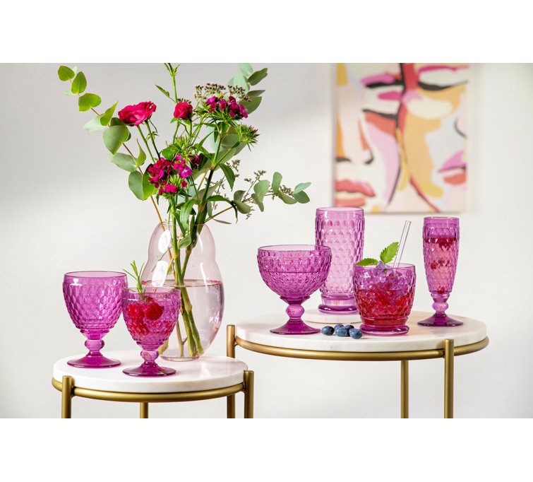 Boston Berry Crystal Glass Water Goblet Set