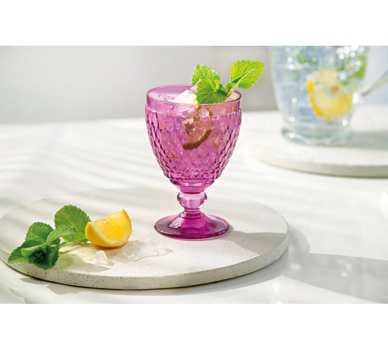 Boston Berry Crystal Glass Water Goblet Set