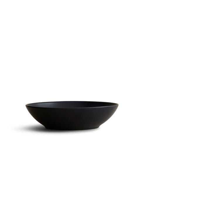 Midnight Ceramic Wide Shallow Soup Bowls, Set of 4