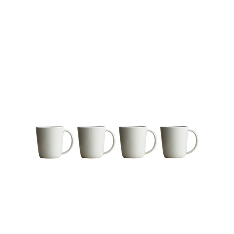 Set of 4 Fog Gray Ceramic Microwave Safe Mugs