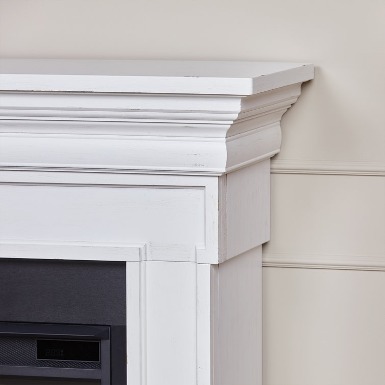 Emerson 56'' Rustic White Electric Fireplace with Mantel