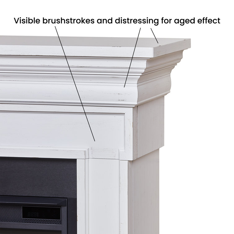 Emerson 56'' Rustic White Electric Fireplace with Mantel