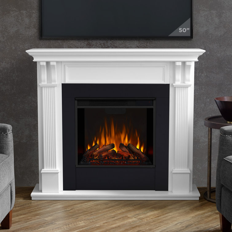Ashley 48" White Electric Fireplace with Mantel