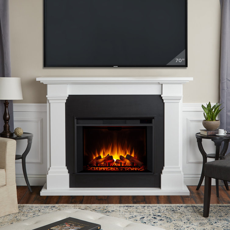 Callaway 63" White Free-Standing Electric Fireplace with Mantel
