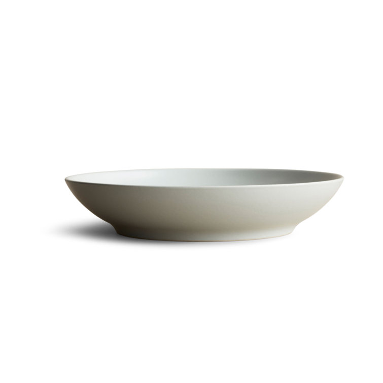 Fog Gray Ceramic Low Serving Bowl
