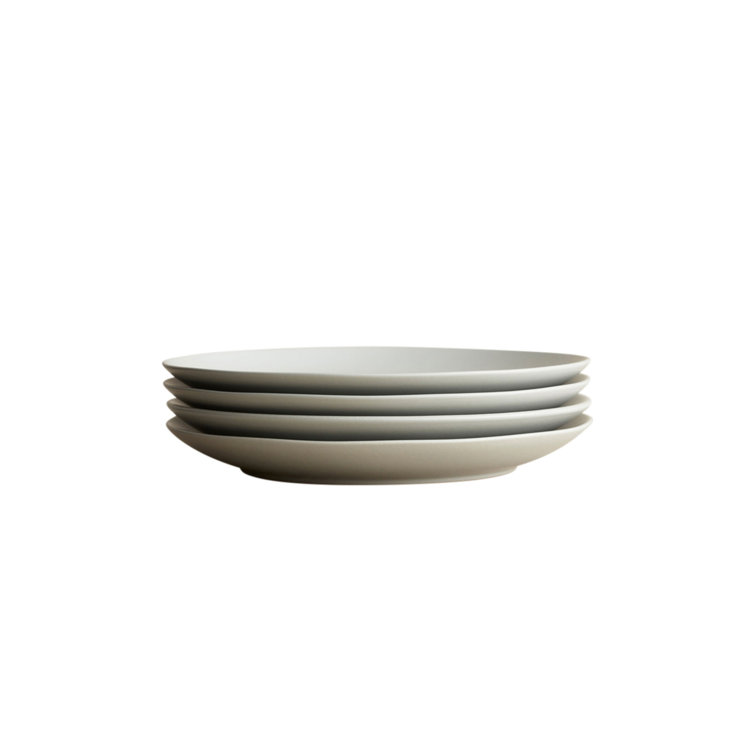 Fog Gray Ceramic Microwave-Safe Salad and Dessert Plates, Set of 4