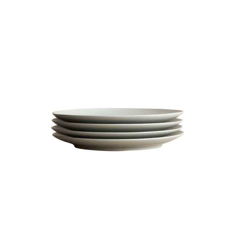 Fog Gray Ceramic Microwave-Safe Dinner Plates, Set of 4