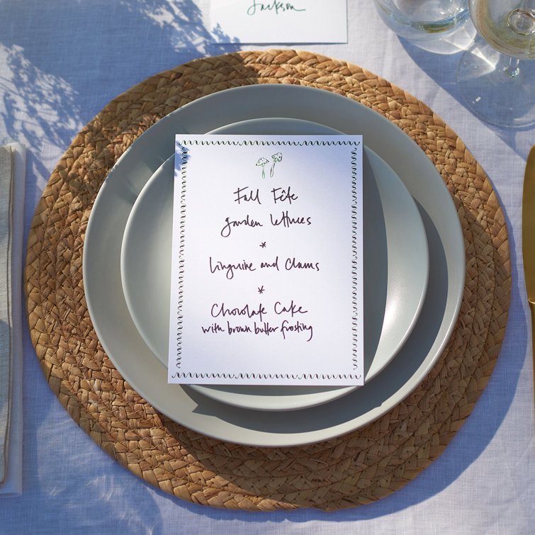 Fog Gray Ceramic Microwave-Safe Dinner Plates, Set of 4