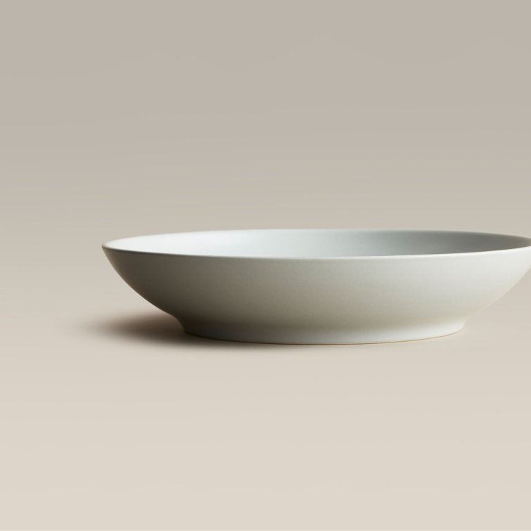 Fog Gray Ceramic Low Serving Bowl
