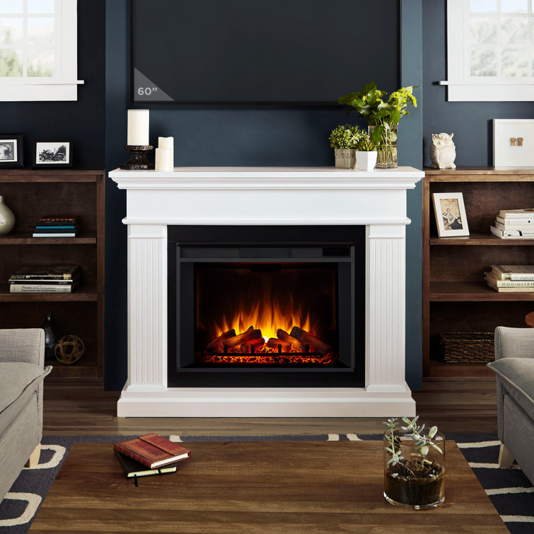 Centennial Grand 56" White Electric Fireplace with Carved Pilasters