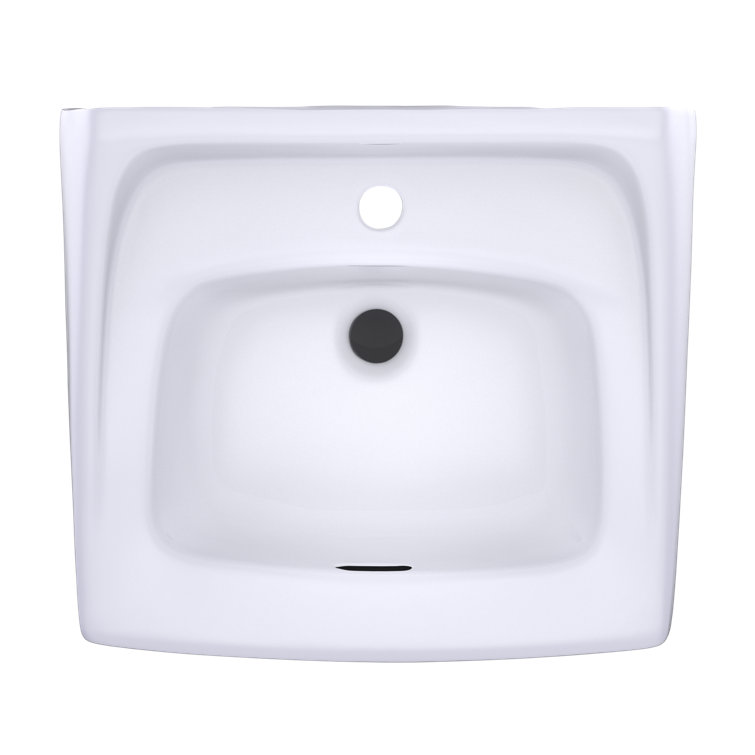 Modern White Ceramic 20'' Wall-Mount Bathroom Sink with Overflow