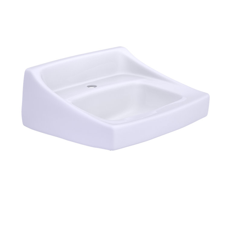 Modern White Ceramic 20'' Wall-Mount Bathroom Sink with Overflow