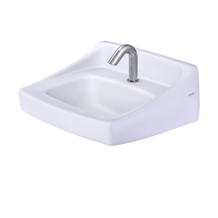 Modern White Ceramic 20'' Wall-Mount Bathroom Sink with Overflow