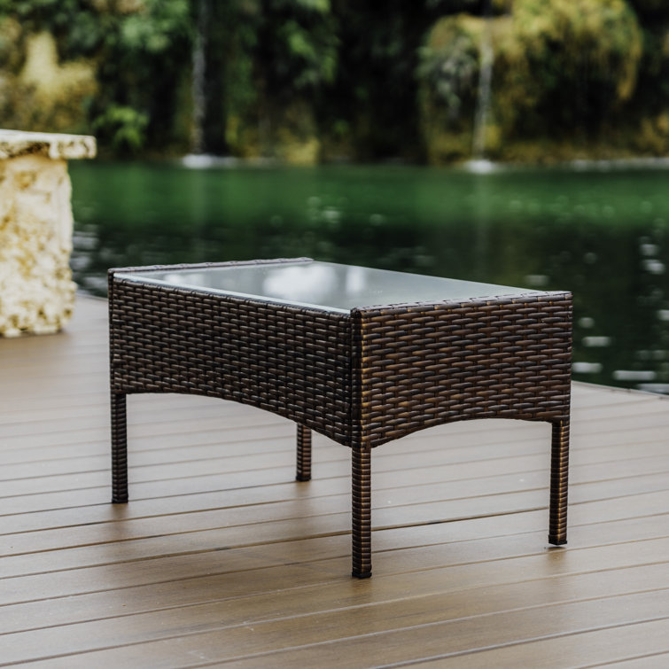 4-Piece Brown Wicker Outdoor Seating Set with Beige Cushions