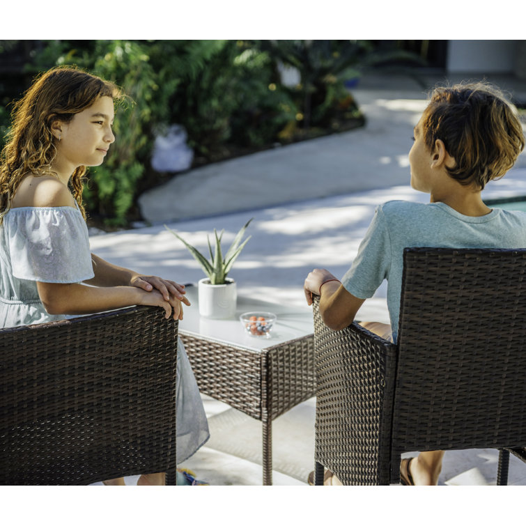 4-Piece Brown Wicker Outdoor Seating Set with Beige Cushions