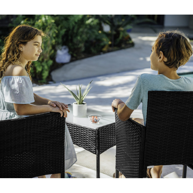 Nestl 4-Piece Black Wicker Patio Furniture Set with Beige Cushions